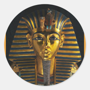 Forntida egyptisk faraomask, King Tut gyllene kons Runt Klistermärke
