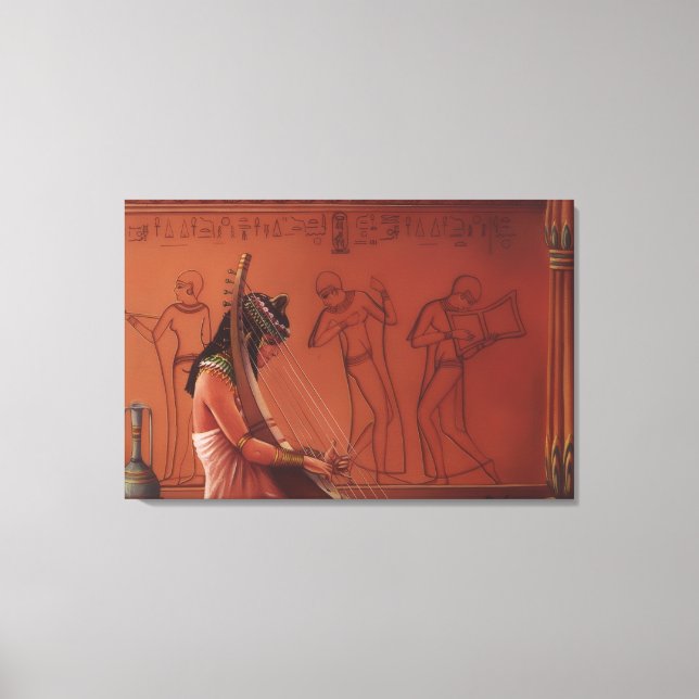 Forntida egyptisk harpspelare Finkonsttryck Canvastryck (Framsida)