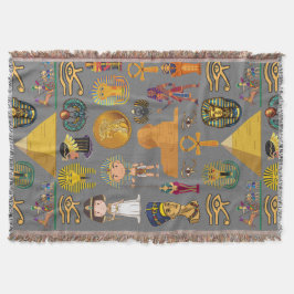 Forntida egyptisk hieroglyf -mönster farao filt