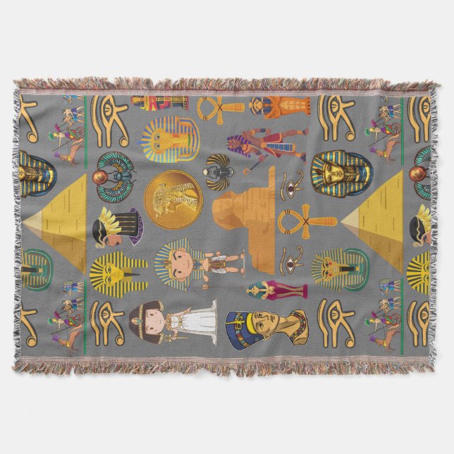 Forntida egyptisk hieroglyf -mönster farao  filt (Framsidan)