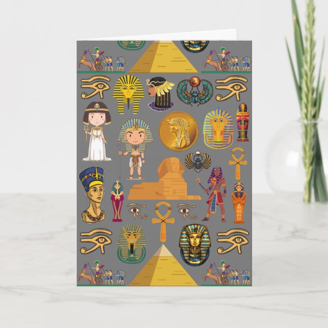 Forntida egyptisk hieroglyf -mönster farao  kort (Framsida)
