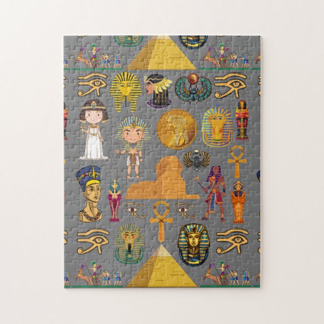 Forntida egyptisk hieroglyf -mönster farao  pussel (Vertikal)