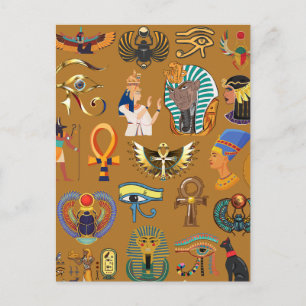 Forntida egyptisk hieroglyf - Mönster Hieroglyphi Vykort