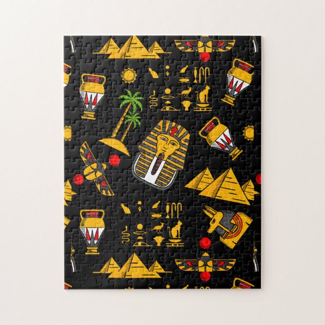 Forntida egyptisk hieroglyfmönsterbakgrund  pussel (Vertikal)