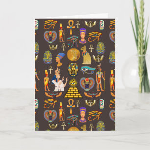 Forntida Egyptisk Hieroglyfmönstersymbol Kort