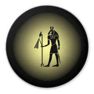 Forntida egyptisk ~-Hieroglyphics~ på guld & svar Knopp