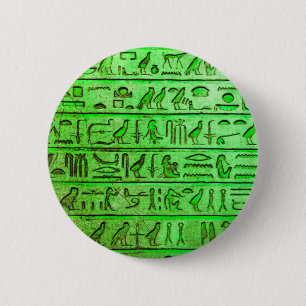 Forntida egyptisk Hieroglyphsgrönt Knapp