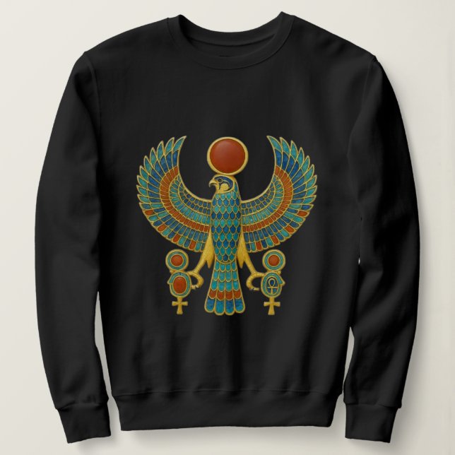 Forntida egyptisk Horus Bevingad Solgud Grafik Swe T Shirt (Design framsida)
