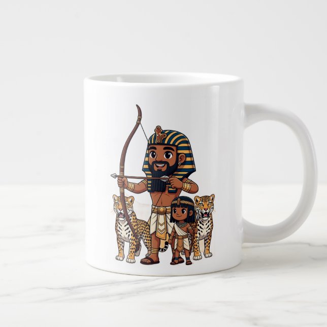 Forntida egyptisk jakt med leoparder jumbo mugg (Höger)