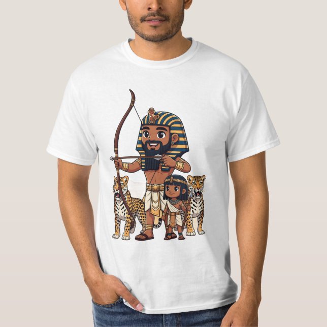 Forntida egyptisk jakt med leoparder t shirt (Framsida)