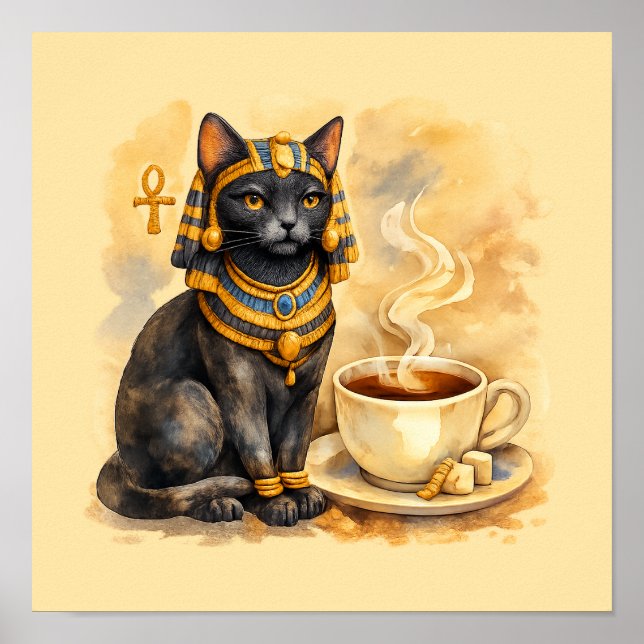Forntida egyptisk katt Bastet mytologi affisch (Framsidan)
