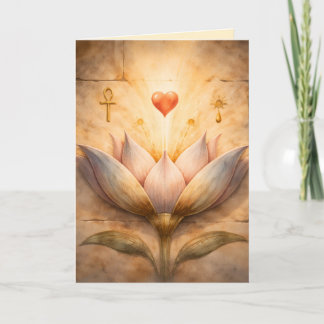 Forntida egyptisk lotus valentin vattenfärgskonst kort