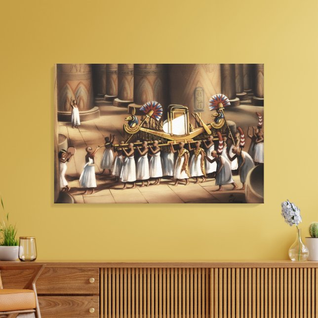 Forntida Egyptisk Sakral Procession Finkonsttryck Canvastryck (Insitu (Vardagsrum))