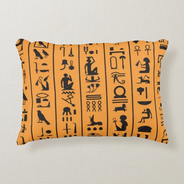 Forntida egyptisk skrivarskrift Ocker Öken Prydnadskudde (Framsidan)