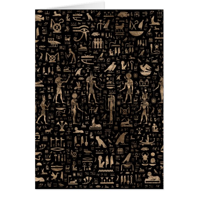Forntida egyptiska gudar och hieroglyphs hälsningskort (Framsidan)