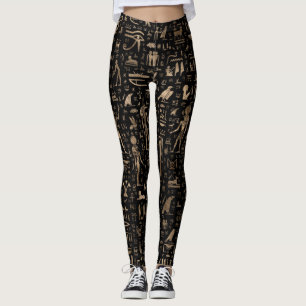 Forntida egyptiska gudar och hieroglyphs leggings
