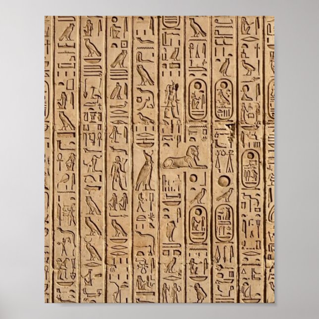 Forntida egyptiska hieroglyfer  poster (Framsidan)