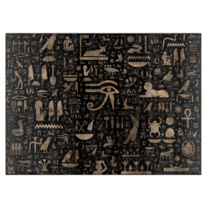 Forntida egyptiska hieroglyphs - svart och guld