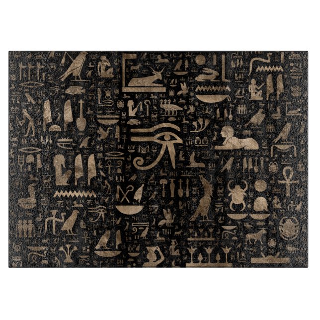 Forntida egyptiska hieroglyphs - svart och guld (Framsidan)