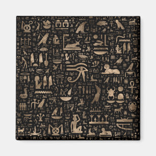 Forntida egyptiska hieroglyphs - svart och guld magnet