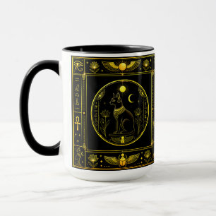 Forntida egyptiska symboler Svart Guld Mönster Lyx Mugg