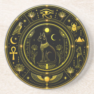 Forntida egyptiska symboler Svart Guld Mönster Lyx Underlägg