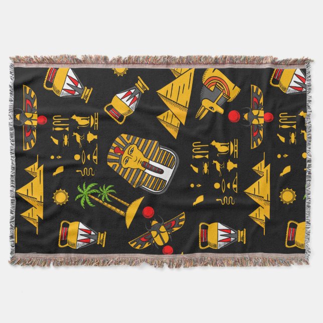Forntida egyptiskt hieroglyfmönsterbakgrund  filt (Framsidan)