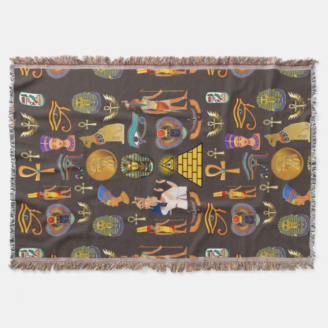 Forntida egyptiskt hieroglyfmönstersymbol       filt (Framsidan)