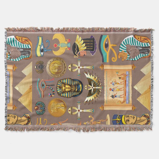 Forntida egyptiskt hieroglyfmönstersymbol filt (Framsidan)