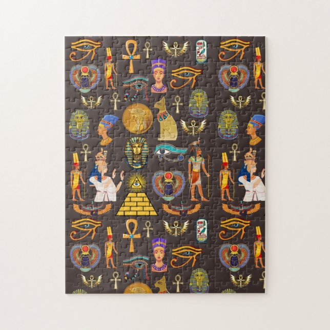 Forntida egyptiskt hieroglyfmönstersymbol       pussel (Vertikal)