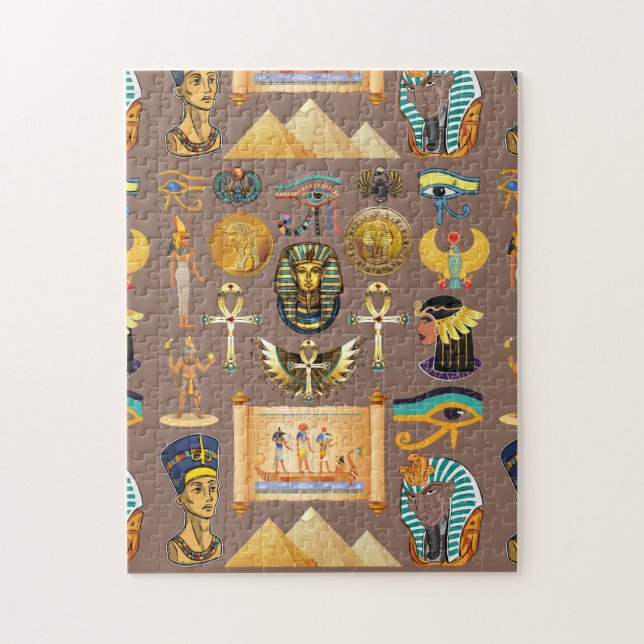 Forntida egyptiskt hieroglyfmönstersymbol pussel (Vertikal)