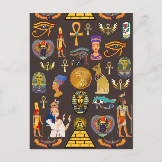 Forntida egyptiskt hieroglyfmönstersymbol       vykort (Framsida)