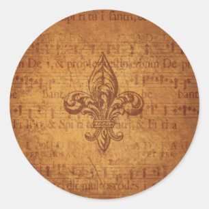 Forntida Fleur De Lis Runt Klistermärke