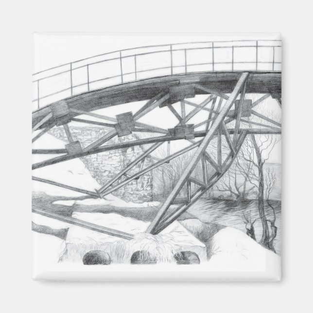 Forntida fotgängarbro magnet (Framsidan)