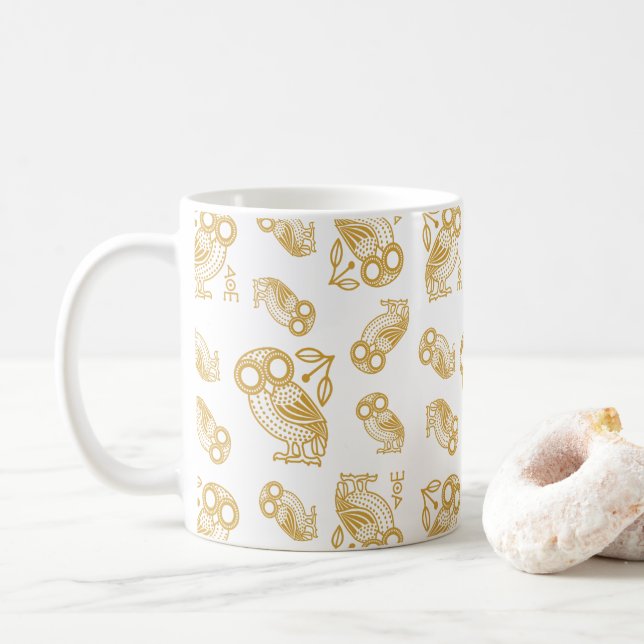 Forntida grekisk atensk uggla mönster  kaffemugg (Med munk)