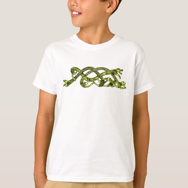 Forntida gröna sammanflätade vikingaslangar T-shir T Shirt (Framsida)