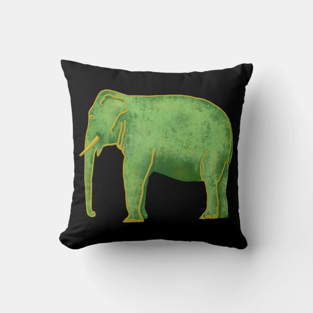 Forntida guld- och Jadeelefant Kudde (Framsida)