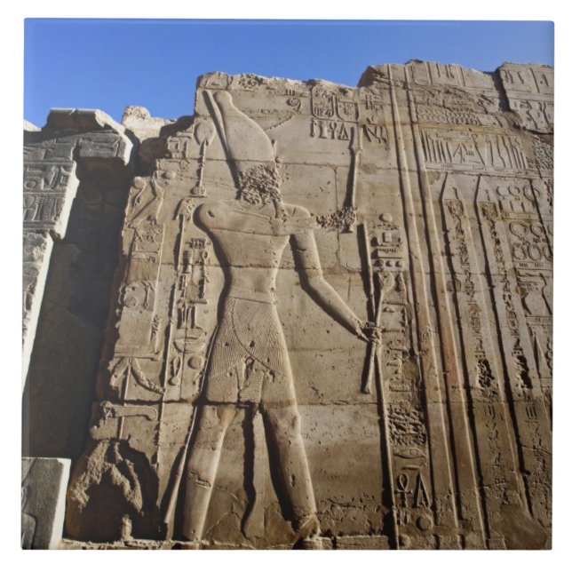 Forntida hieroglyfer på vägg, Templet i Karnak, Kakelplatta (Framsidan)