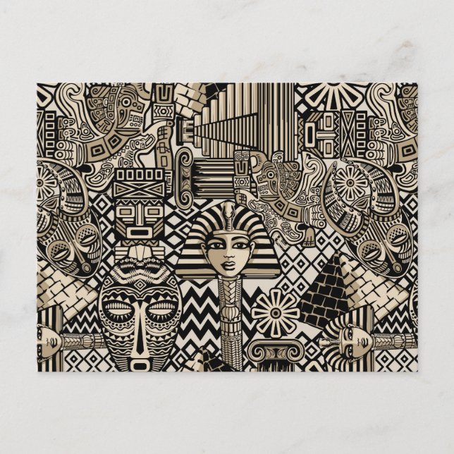 Forntida historiska symboler tatueringsstil vykort (Framsida)