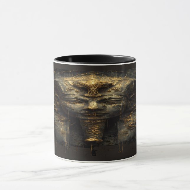 Forntida illvilja egyptisk farao svart guld mugg (Center)
