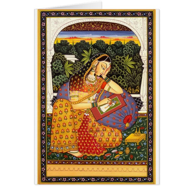 Forntida indisk Mughal Princess Hälsningskort (Framsidan)