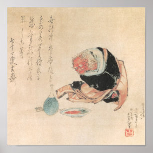 Forntida japansk demonmålning poster