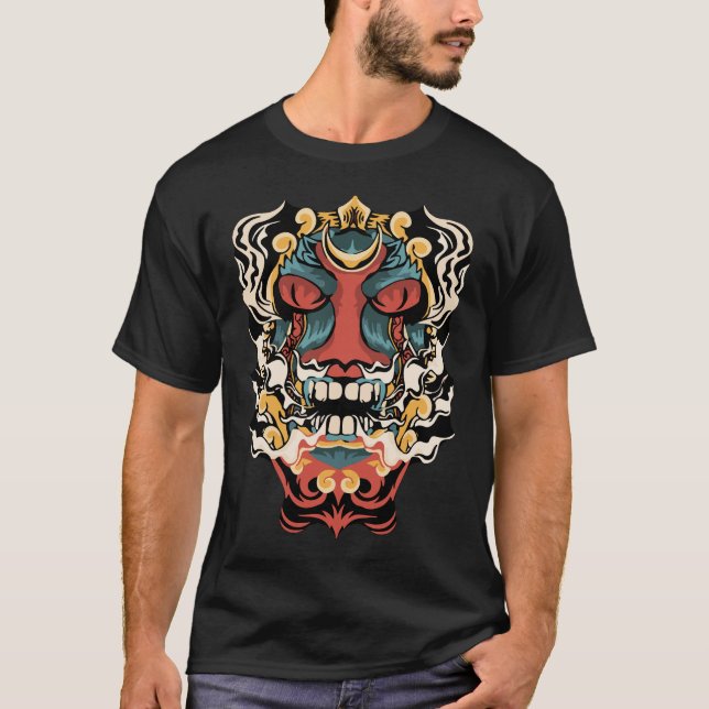 Forntida japansk djävulskonst t shirt (Framsida)