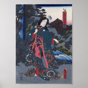 Forntida japansk konst för vintage poster