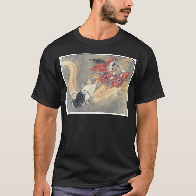 Forntida japansk Tengu demonmålning T-shirt (Framsida)