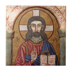 Forntida Jesusmosaik Kakelplatta