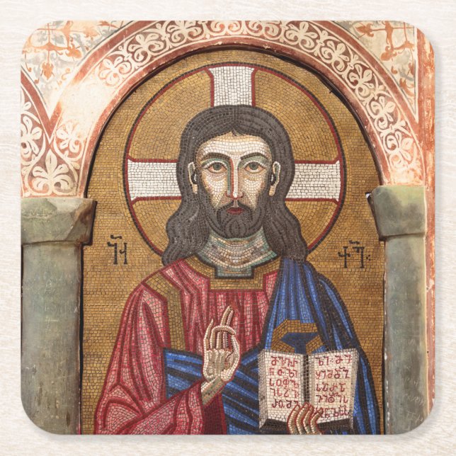Forntida Jesusmosaik Underlägg Papper Kvadrat (Framsidan)