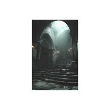 Forntida katedral trappa dimma ljus