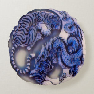Forntida kejsaretigerdrake Yin Yang Rund Kudde