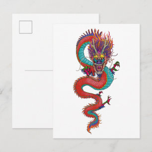 Forntida kinesisk drakillustration vykort